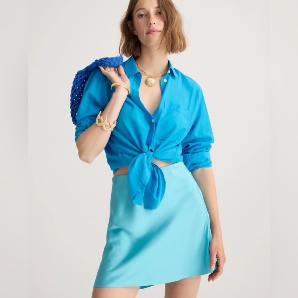 J.Crew Caribbean Blue Gwen Mini Slip Skirt L